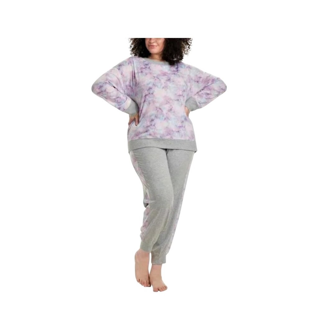 Splendid 2-Piece Jogger Pajama Set Gray/Purple Size XXL NWT